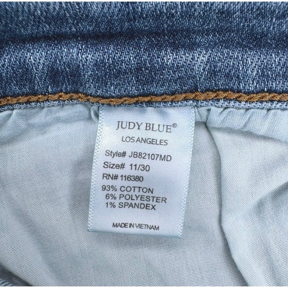Judy Blue Straight Fit Distressed Released Hem Jeans Blue Womens Size 11/30 Used - Picture 10 of 12